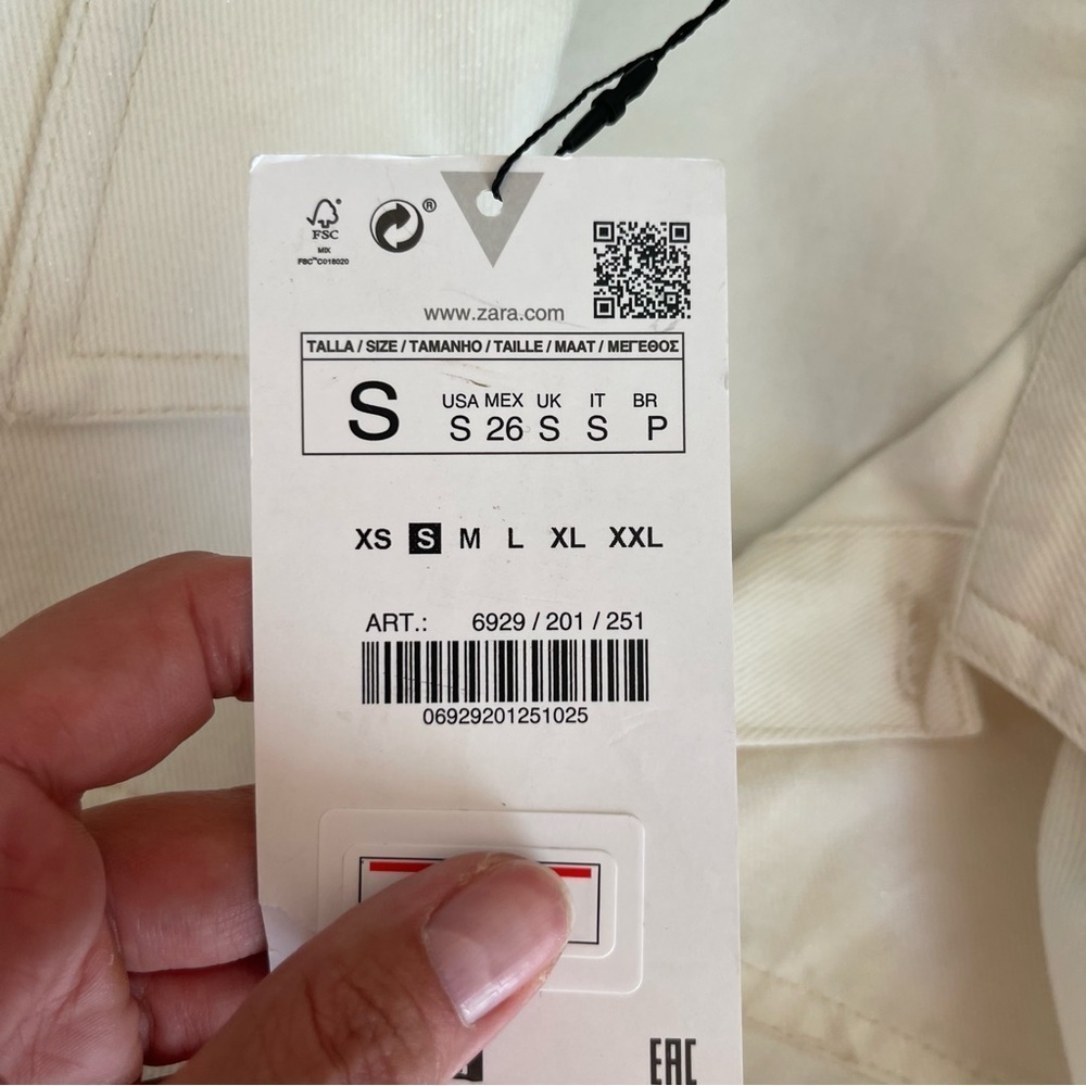 NEW Zara Short Demin Jumpsuit Z1975 White Size Small NWT - Picture 10 of 10